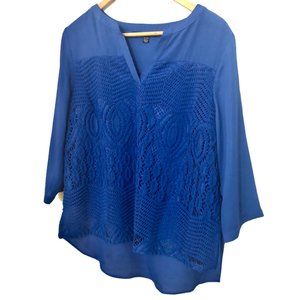Zac & Rachel Petite sheer crochet lace blouse